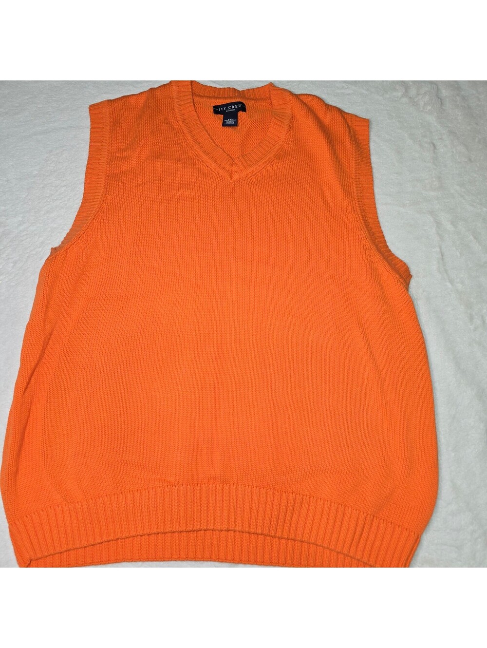 Vintage Ivy Crew Classics Men's XXL Orange V-Neck Sweater Vest - 100% Cotton